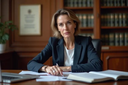 Fonctionnaire attachée hors classe en bureau administratif consultant sa grille indiciaire