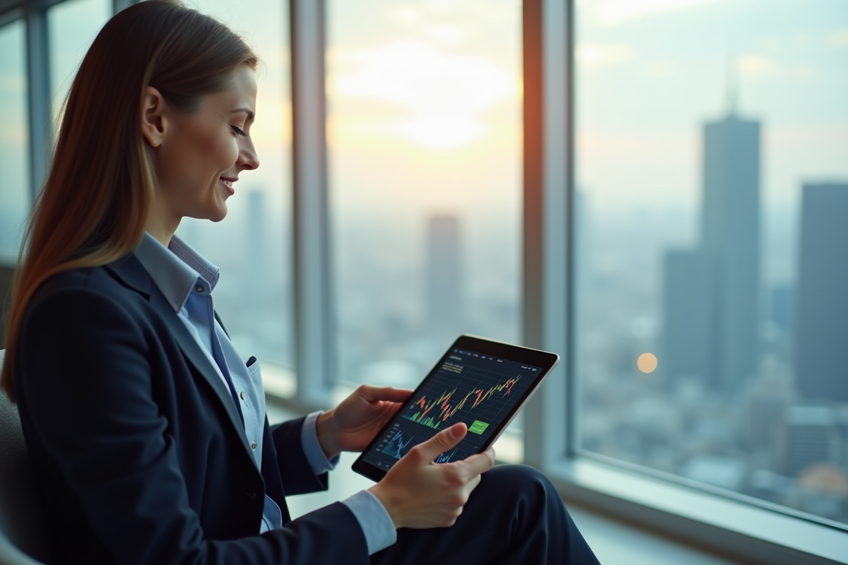 Investisseur concentré sur des graphiques financiers en 2025
