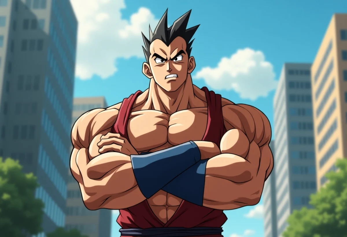 Hercule de Dragon Ball Z en pleine action comique sur scène